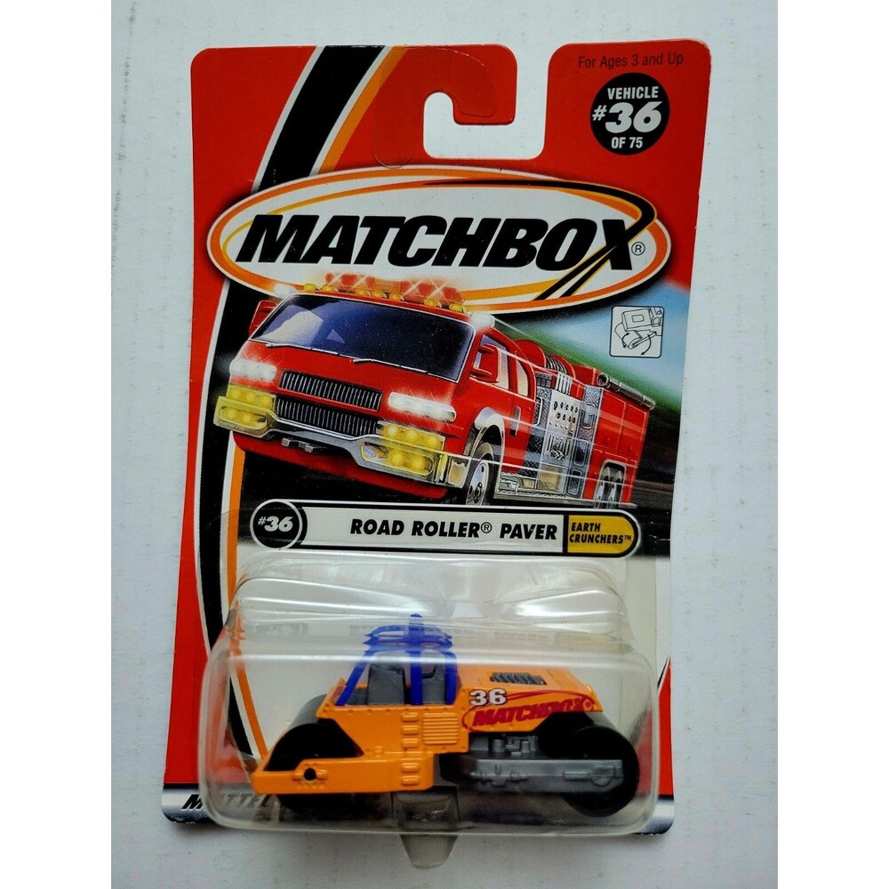 2000 Matchbox Road Roller Paver Truck #36 Earth Crunchers Orange / New & Sealed